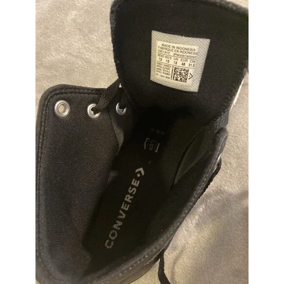 Converse All Star Chuck Taylor Leather Shoes Men’s 13 Black High Top Sneakers - Picture 6 of 16